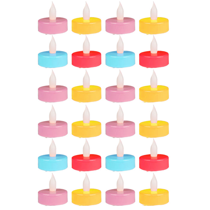 24 Pc LED Tea Lights Flameless Votive Candles Battery Operated Assorted Colors