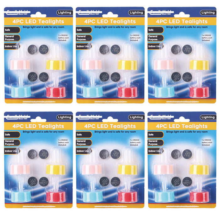 24 Pc LED Tea Lights Flameless Votive Candles Battery Operated Assorted Colors