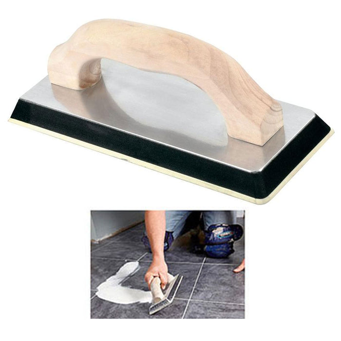 1 Gum Rubber Float Tile Sponge Wood Handle Grout Grouting Squeegee Plasterer 12"