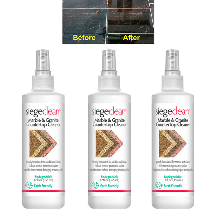3 x Marble Granite Cleaner Solution Polish Biodegradable Counter top Spray 12oz