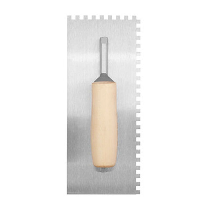 2 Stainless Steel Square Notch Tile Trowel 6.35mm Floor Tiling Wooden Handle 11"
