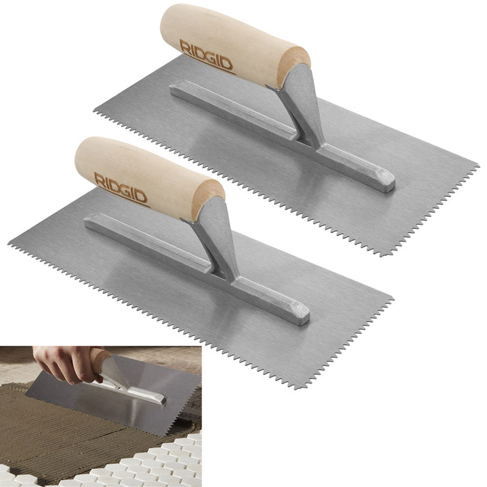 2 X Steel Trowel V-Notch 4.8mm Spreader Floor Adhesive Serrated Wood Plaster 11"