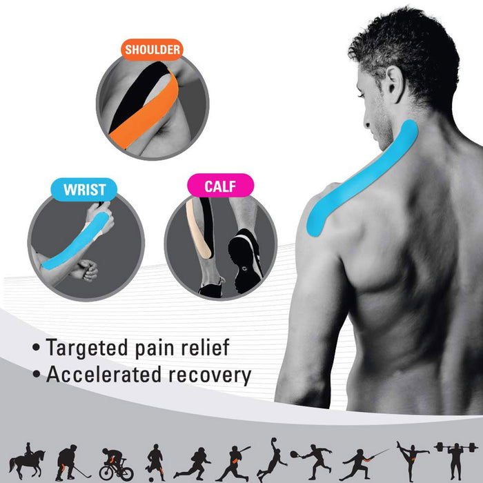 14 Ct Precut Strips Elastic Kinesiology Tape Muscle Running Sports Therapeutic