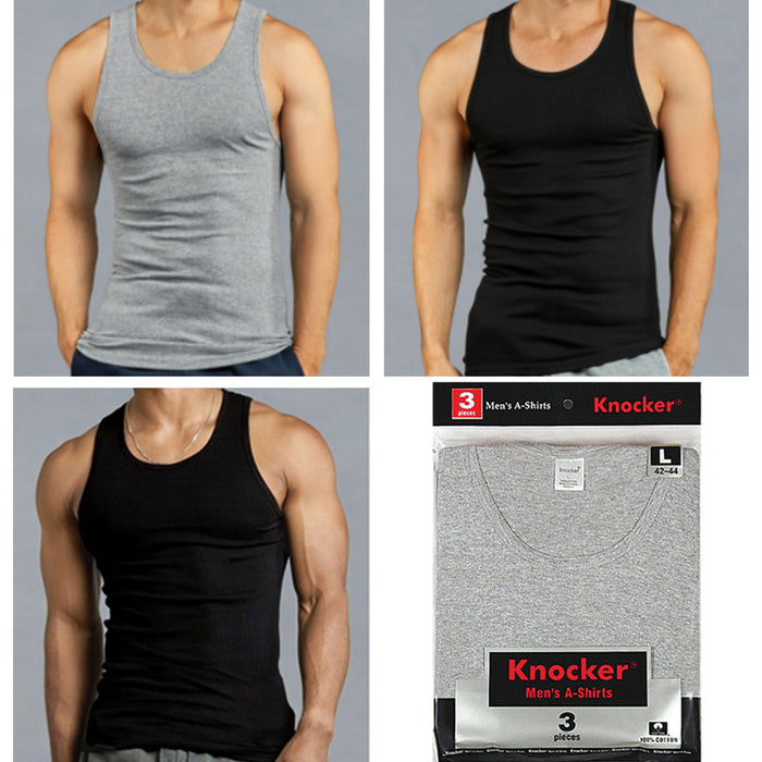 12 Pack Mens Tank Top A-Shirt Ribbed Undershirt 100% Cotton Classic Gym Shirt L