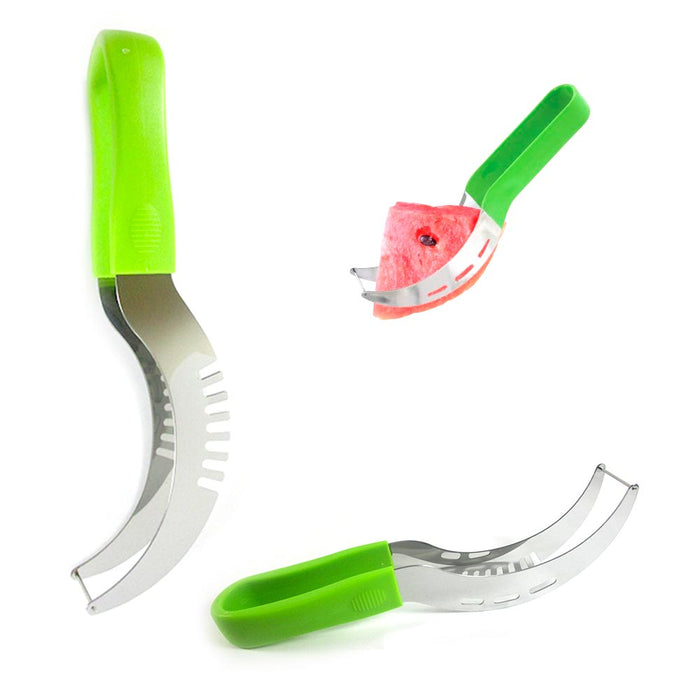 Melon Slicer Watermelon Server Splitter Knife Cutter Corer Scoop Stainless Steel