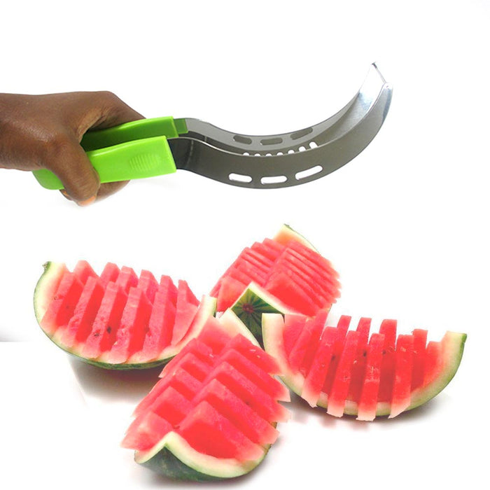 Melon Slicer Watermelon Server Splitter Knife Cutter Corer Scoop Stainless Steel