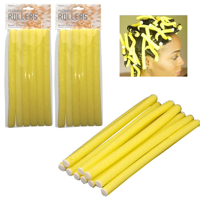 12 Slim Hair Roller Perm Rods Flexible Curlers Soft Foam Bend Curl Salon Styling
