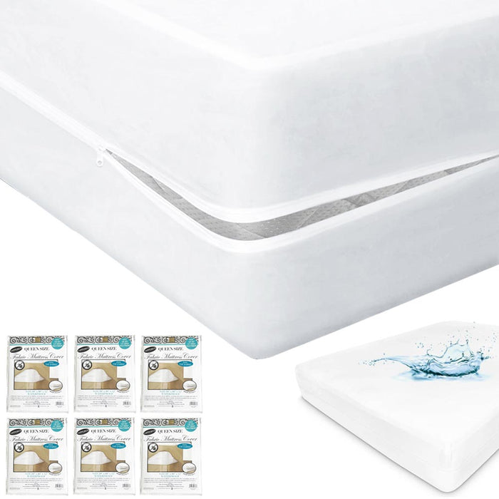 6PK Mattress Protector Zippered Waterproof Queen Size Breathable White Bed Cover