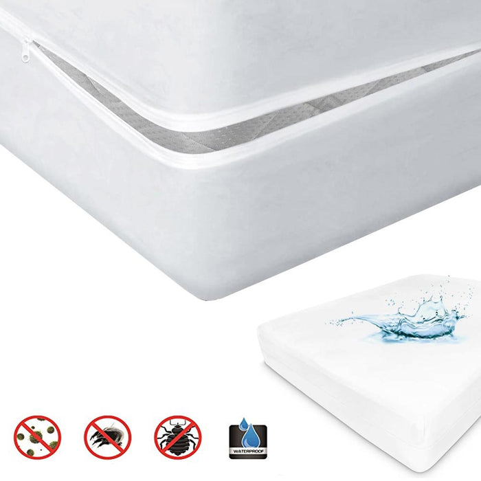 6PK Mattress Protector Zippered Waterproof Queen Size Breathable White Bed Cover