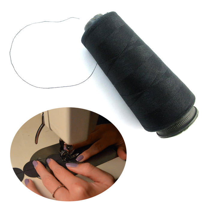 3 Spools Black Sewing Thread Machine 3000 Yard 100% Polyester Upholstery Leather