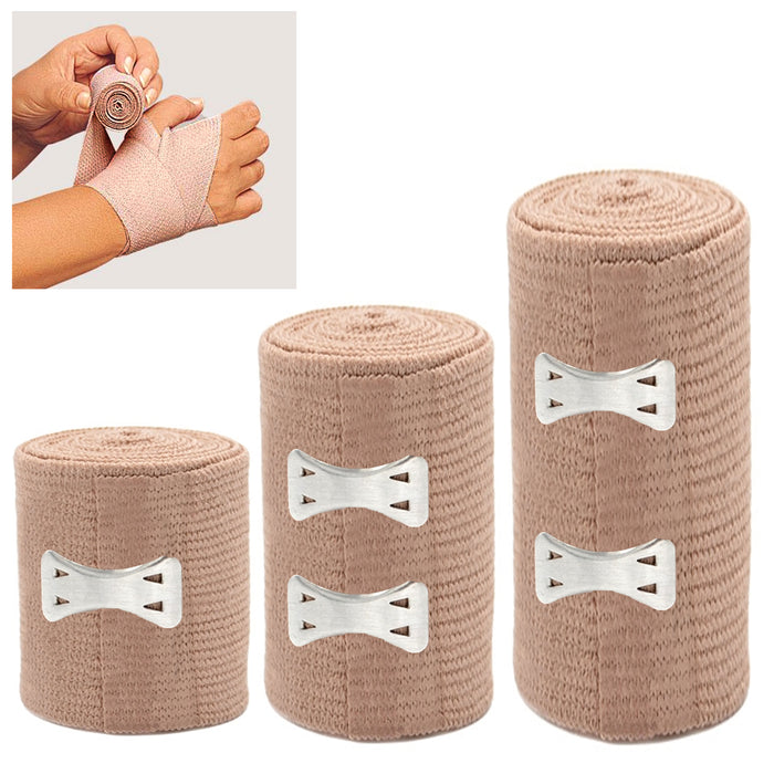 3 Assorted Elastic Bandage Adhesive Flexible Fabric First Aid Wrap Sports Tape