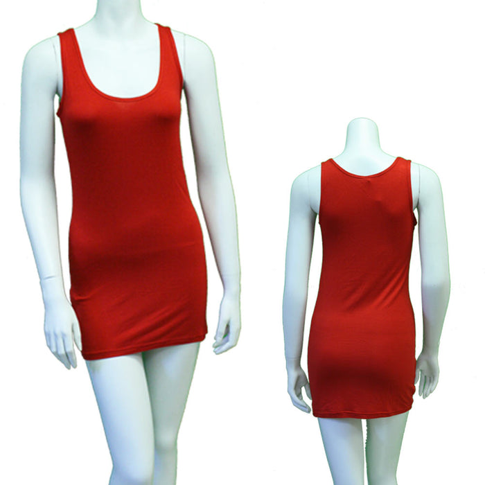 1 Womens Casual Sleeveless Long Scoop Neck Tunic Blouse Top Mini Dress T-Shirt !