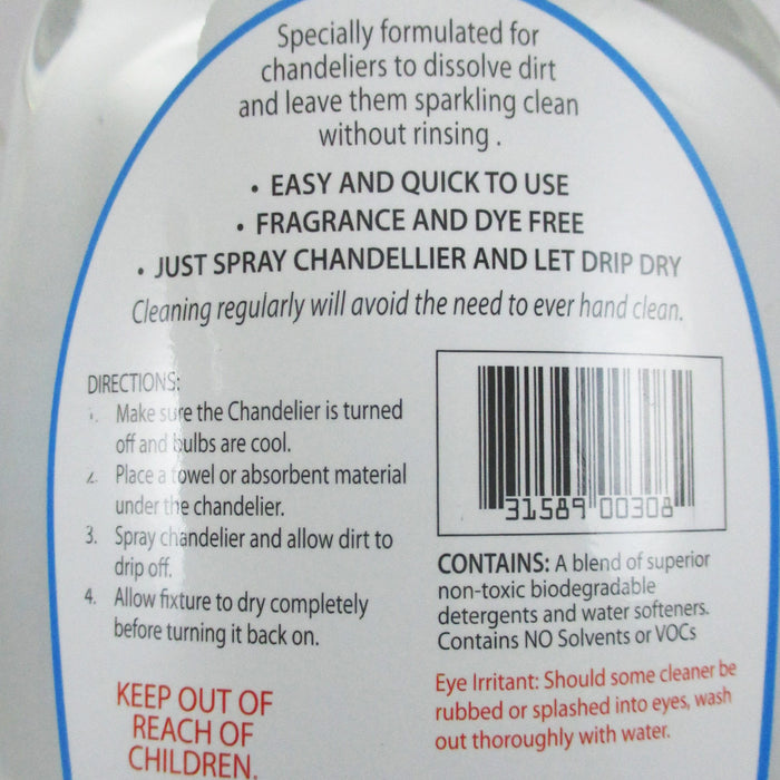 Glass Crystal Chandelier Cleaner Spray Light Fixture Glass Dining Solution 24 Oz