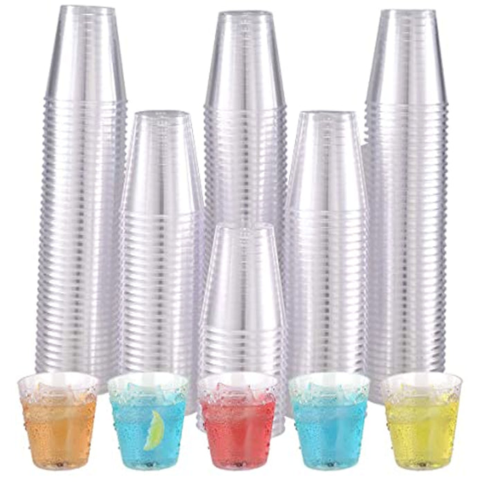 50 Mini Shot Glasses Clear Hard Plastic 1 Oz Disposable Party Cups Catering Bar