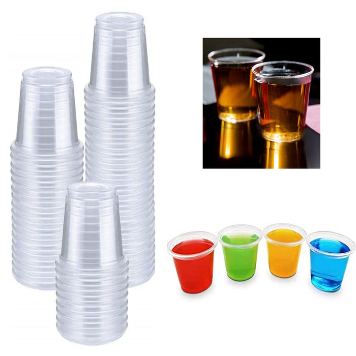 48 Hard Plastic Mini Shot Glasses Clear 1 Oz Disposable Party Jello Dessert Cups