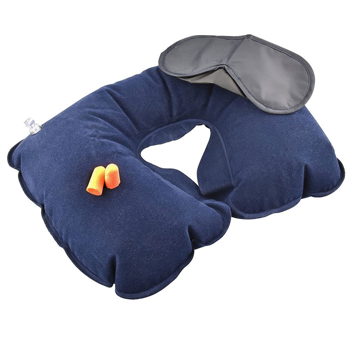 6 Pc Travel Pillow Neck Support Head Rest Eye Mask Ear Plug Car Plane Cushion