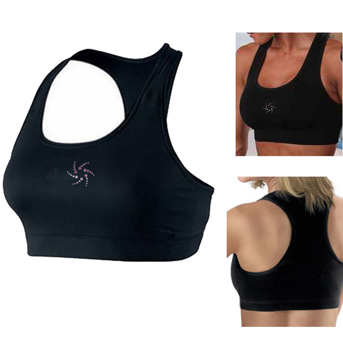 Women Yoga Sports Bra Racerback Fitness Gym Stretch Workout Tank Top Black S