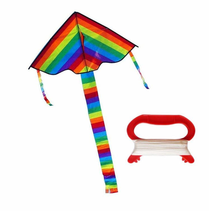2 Kites Sky Rainbow Colors Delta Shape Flying Toy Kids Adult Parade Festival Fun