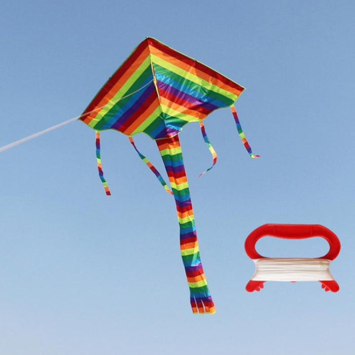 2 Kites Sky Rainbow Colors Delta Shape Flying Toy Kids Adult Parade Festival Fun