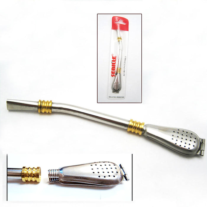 Yerba Mate Bombilla Filtered Straw Stainless Steel Removable Filter Spoon Tea