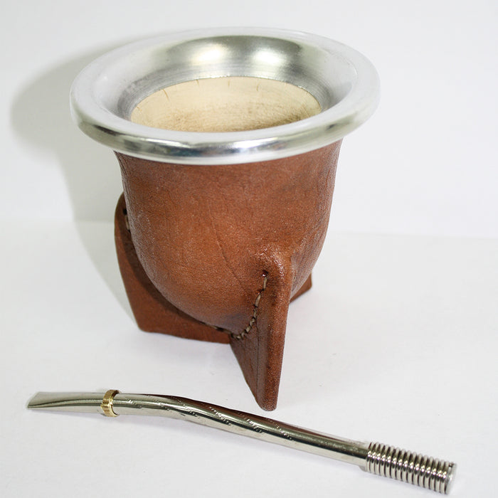 ARGENTINA MATE GOURD CUP YERBA TEA WITH STRAW BOMBILLA HANDMADE HERBAL KIT 6147