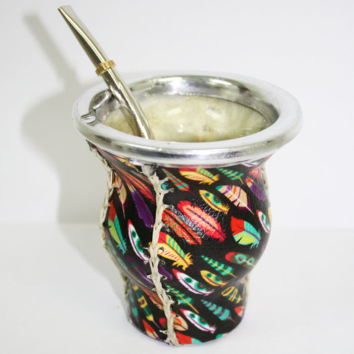 Argentina Mate Gourd Tea Glass Cup Thick Bombilla Straw Diet Drink Kit Set 6130