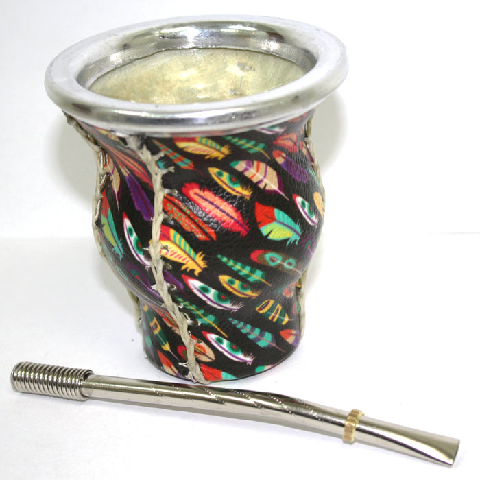 Argentina Mate Gourd Tea Glass Cup Thick Bombilla Straw Diet Drink Kit Set 6130