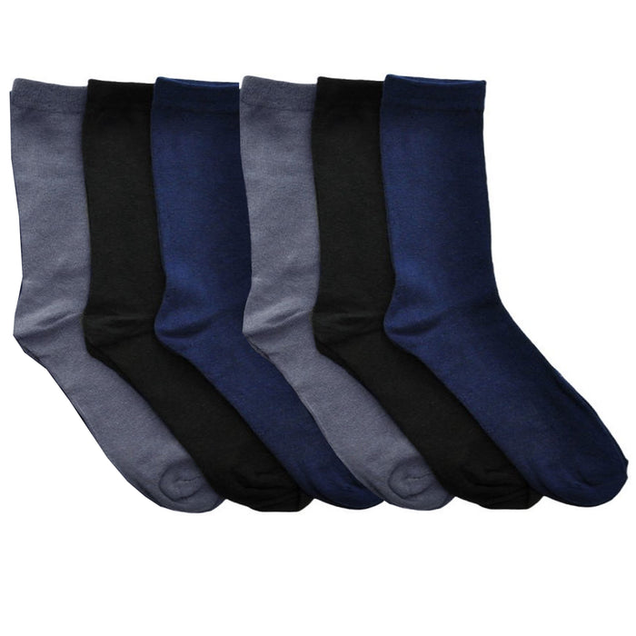 6 Pairs Mens Classic Dress Socks Casual Fashion Crew Solid Assorted Colors 10-13