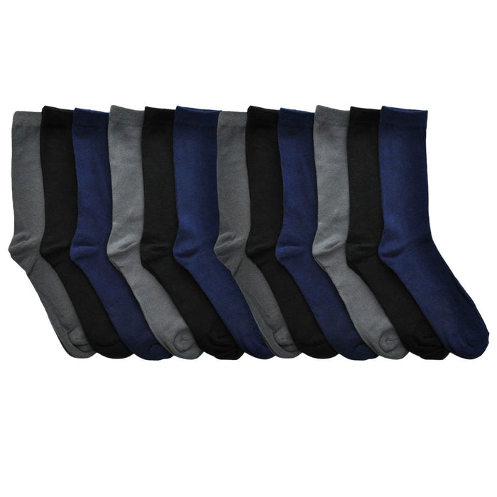 12 Pairs Mens Dress Socks Fashion Casual Crew Calf Multi Color Cotton Size 10-13