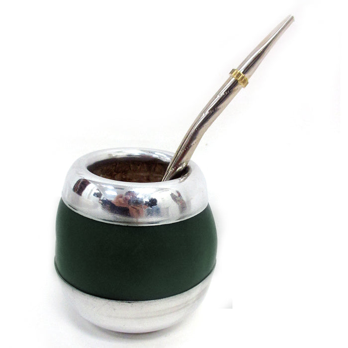 ARGENTINA MATE GOURD YERBA TEA CUP WITH STRAW BOMBILLA HANDMADE DETOX DRINK 6253