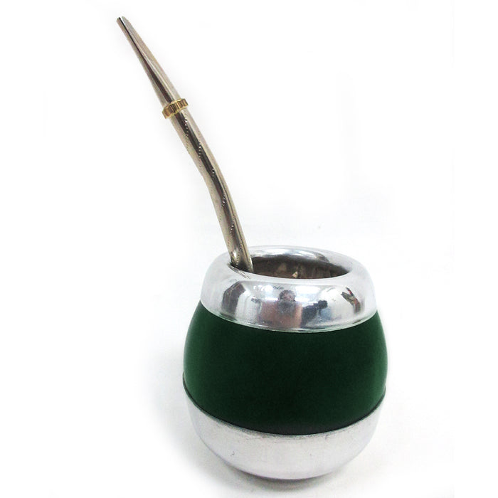 ARGENTINA MATE GOURD YERBA TEA CUP WITH STRAW BOMBILLA HANDMADE DETOX DRINK 6253