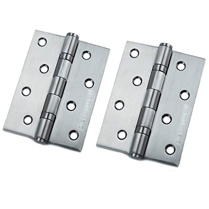 2 Pk Door Hinge Heavy Duty Interior Hardware Square Corner Thick Silver 4" 2.5MM