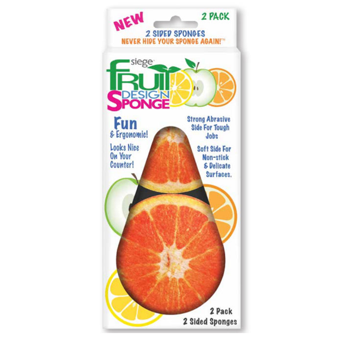 2 Orange Fruit Design Sponge Scrubber Scrub Scourer Wash Clean Kitchen Dish Pads