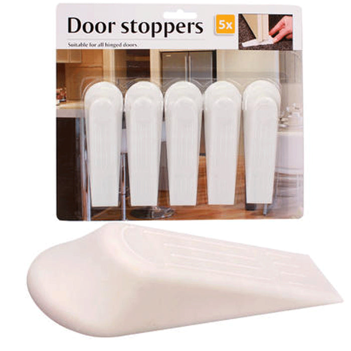 5 Pcs Door Stopper Wedge Plastic Stop Doorstop Carpet Floor Wedges White Home