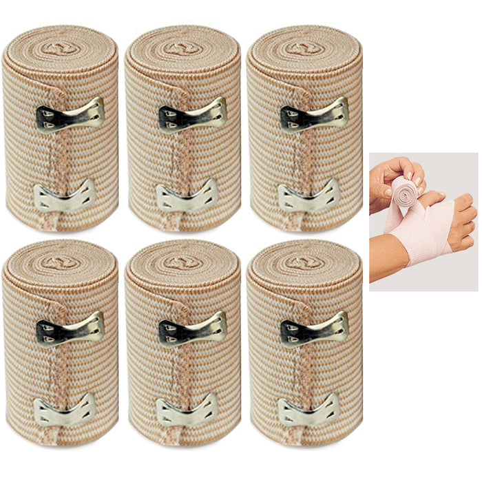 6 Pc Fabric Adhesive Large Flexible Elastic Bandage First Aid Band Wrap 3" Wide