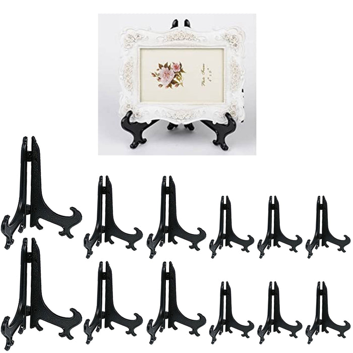 12 Black Display Easel Stand Decorative Plate Holder Picture 4.5" 6.5" 9.75"