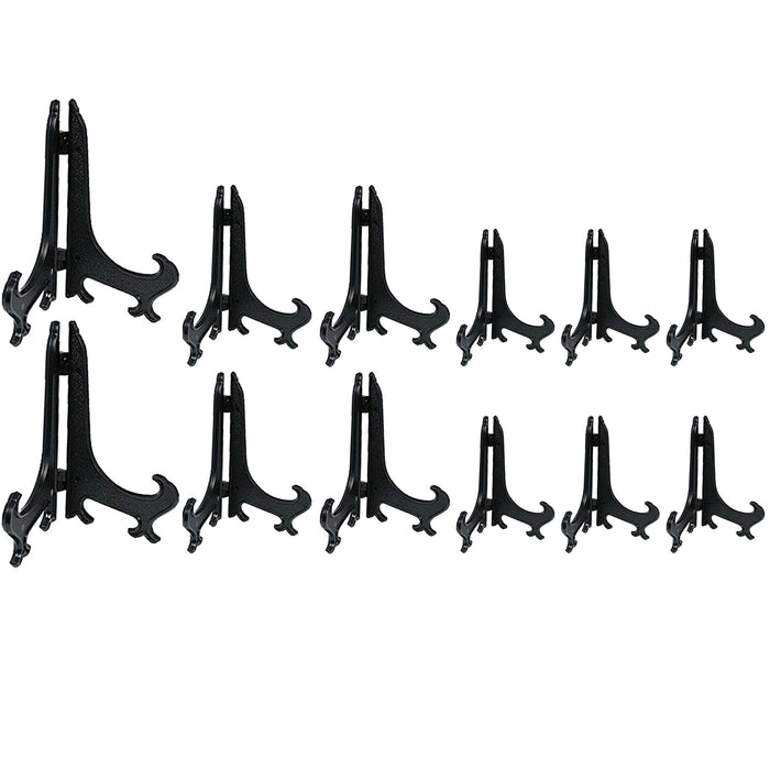 12 Black Display Easel Stand Decorative Plate Holder Picture 4.5" 6.5" 9.75"