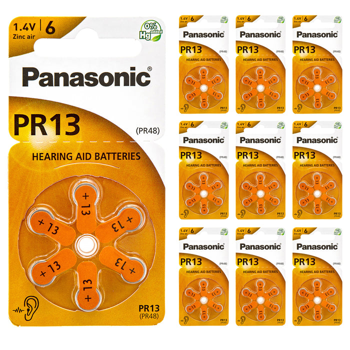 60 Pc Panasonic Hearing Aid Batteries Size PR 13 Cell Type Zinc Air 1.4V Battery
