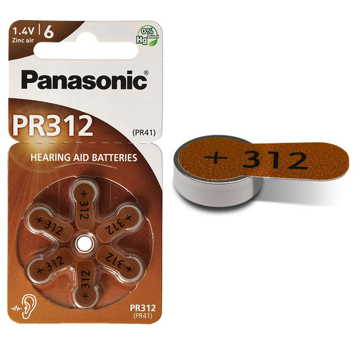60 Pc Panasonic Hearing Aid Batteries Zinc Air Type PR 312 Cell Battery 1.4V