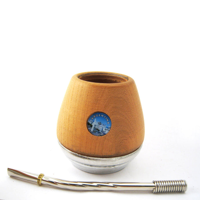 Mate Gourd Yerba Tea Cup With Bombilla Straw Kit Argentina Handmade Design 6 oz