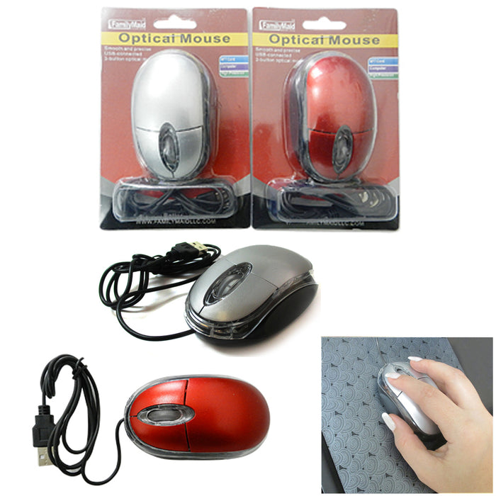 5 Pack Wired USB Optical Mouse Light Scroll Wheel Mice Laptop Computer PC Black
