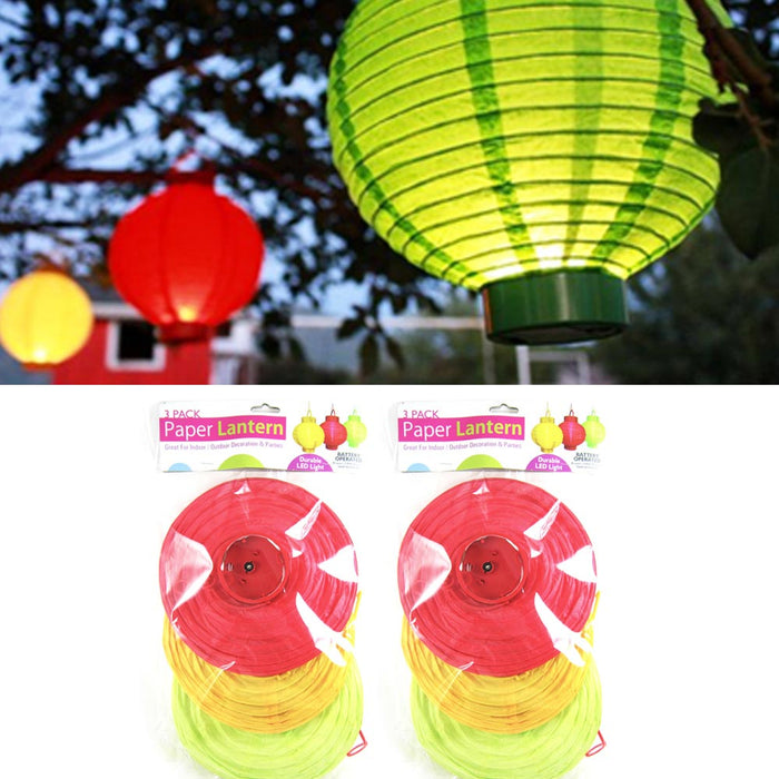 6 Multicolor Round Chinese Paper Led Lanterns Lights Wedding Party Decoration !!