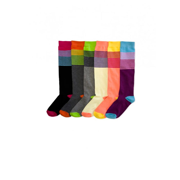 New Womens Knee High Socks Thick Uniform Stripes Dance Ladies Girls School 9-11
