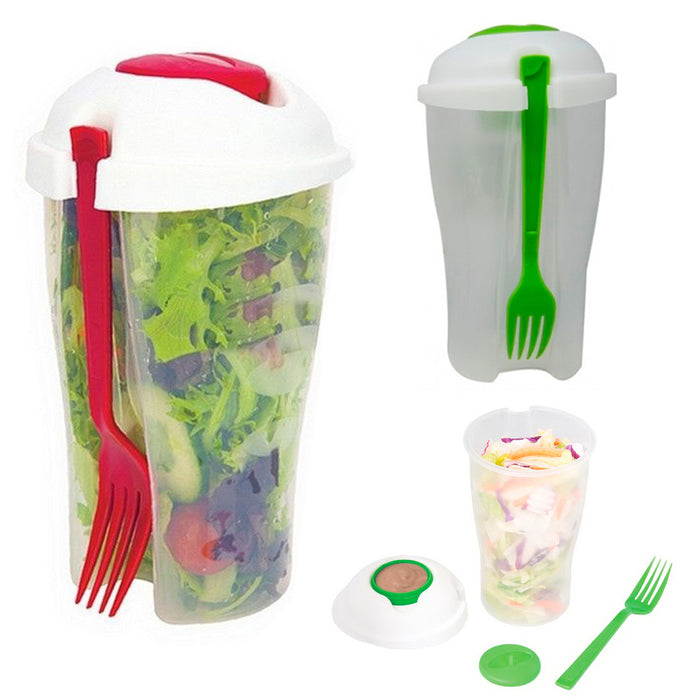 Fresh Salad Cup to Go Container Serving Shaker Dressing Storage Fork Lid Lunch