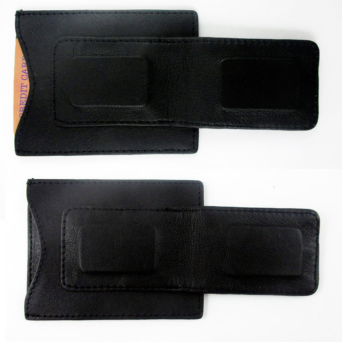 Mens Leather Black Money Clip Slim Pocket Wallet Magnetic ID Credit Card Holder
