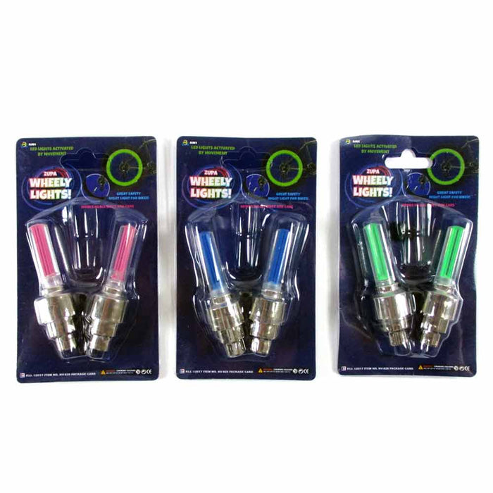 2PC Bike Wheel LED Lights Batteries Included Bright Visible Safe Tire Cap Colors