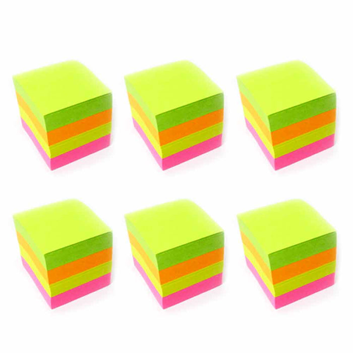 6 Mini Sticky Notes Memo Pad Cube 2400 Sheets Self Adhesive Reminder 1.5" x 1.5"