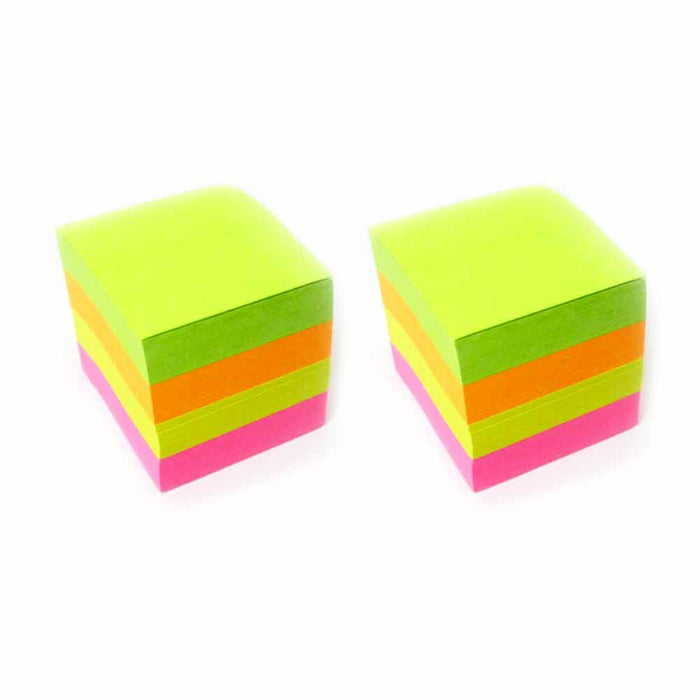 2 Pk Sticky Notes Cube 800 Sheets Mini Memo Pad Self Adhesive Grocery 1.5"x1.5"