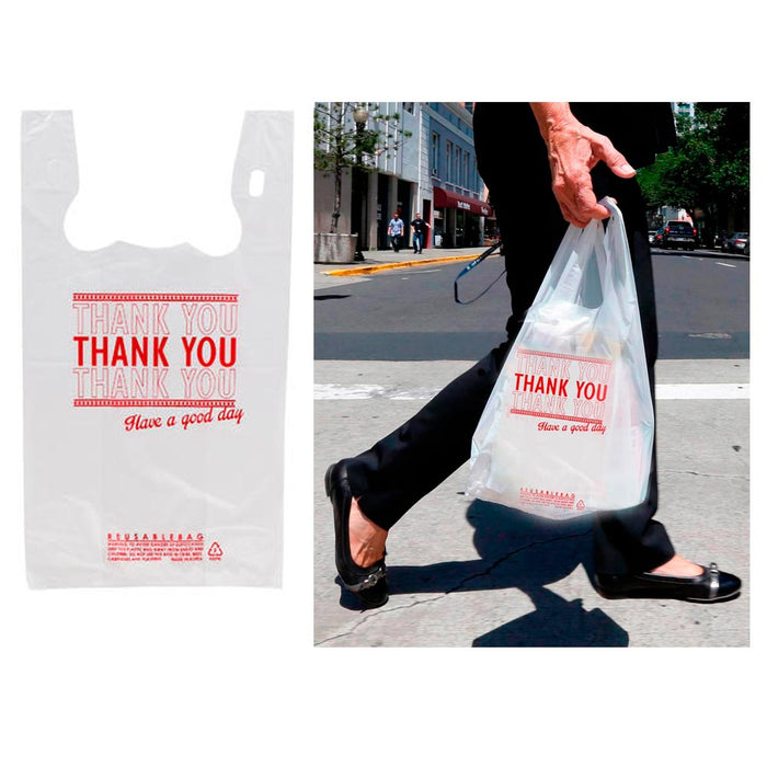 400 Thank You Retail Plastic Bags Recyclable Grocery Bag Supermarket Shopping