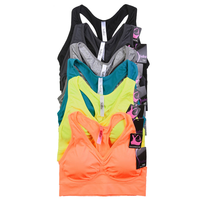 3 Pack Womens Padded Sports Bras Seamless Workout Support Yoga Gym Fitness Top